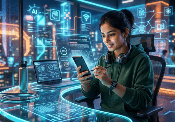 Best mobile phones for students in 2026 with modern technology background