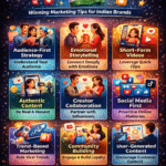Indian Brand Campaign Case Studies Infographic showing Indian brand campaign strategies in 2026 including audience targeting, emotional storytelling, short video marketing, influencer collaboration, and social media growth